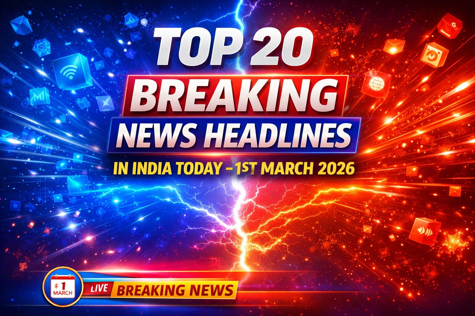 Top 20 trending news headlines in India today covering GST growth sports politics and railway updates
